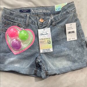 Vigoss Blue Denim Shorts Distressed Cotton Blend